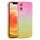 For iPhone 12 Straight Edge Gradient Color TPU Protective Case(Orange Pink) - 1