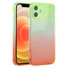 For iPhone 12 Straight Edge Gradient Color TPU Protective Case(Green Orange) - 1