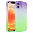 For iPhone 12 Straight Edge Gradient Color TPU Protective Case(Purple Green) - 1