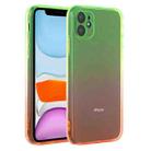 For iPhone 11 Straight Edge Gradient Color TPU Protective Case (Green Orange) - 1