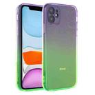 For iPhone 11 Straight Edge Gradient Color TPU Protective Case (Purple Green) - 1