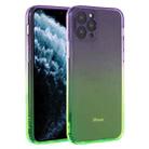 For iPhone 11 Pro Straight Edge Gradient Color TPU Protective Case (Purple Green) - 1