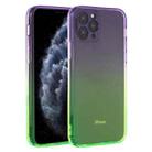 For iPhone 11 Pro Max Straight Edge Gradient Color TPU Protective Case (Purple Green) - 1