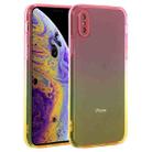 Straight Edge Gradient Color TPU Protective Case For iPhone XS(Orange Pink) - 1