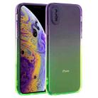 Straight Edge Gradient Color TPU Protective Case For iPhone XS(Purple Green) - 1