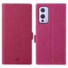 For OnePlus 9 ViLi K Series Shockproof TPU + PU Leather Magnetic Buckle Horizontal Flip Case with Card Slots & Wallet & Holder(Rose Red) - 1