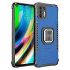 For Motorola Moto G9 Plus Fierce Warrior Series Armor All-inclusive Shockproof Aluminum Alloy + TPU Protective Case with Ring Holder(Blue) - 1