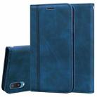 For Samsung Galaxy A02 (EU Version)  Frosted Business Magnetic Horizontal Flip PU Leather Case with Holder & Card Slot & Lanyard(Blue) - 1