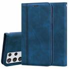 For Samsung Galaxy S21 Ultra 5G Frosted Business Magnetic Horizontal Flip PU Leather Case with Holder & Card Slot & Lanyard(Blue) - 1