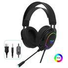 AULA F606 3.5mm + USB Port Lightweight Design RGB Lighting Gaming Headset with Mic(Black) - 1