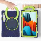 For Samsung Galaxy Tab S8 / Galaxy Tab S7 T870 / T875 Silicone + PC Protective Case with Holder & Shoulder Strap(Navy Blue + Yellow Green) - 4