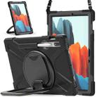For Samsung Galaxy Tab S8 / Galaxy Tab S7 T870 / T875 Silicone + PC Protective Case with Holder & Shoulder Strap(Black+Black) - 1
