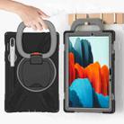For Samsung Galaxy Tab S8 / Galaxy Tab S7 T870 / T875 Silicone + PC Protective Case with Holder & Shoulder Strap(Black+Grey) - 4
