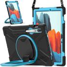 For Samsung Galaxy Tab S8 / Galaxy Tab S7 T870 / T875 Silicone + PC Protective Case with Holder & Shoulder Strap(Black+Blue) - 1