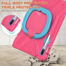 For Samsung Galaxy Tab S8 / Galaxy Tab S7 T870 / T875 Silicone + PC Protective Case with Holder & Shoulder Strap(Rose red+Blue) - 3