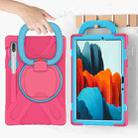 For Samsung Galaxy Tab S8 / Galaxy Tab S7 T870 / T875 Silicone + PC Protective Case with Holder & Shoulder Strap(Rose red+Blue) - 4