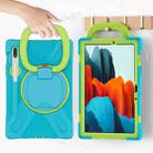 For Samsung Galaxy Tab S8 / Galaxy Tab S7 T870 / T875 Silicone + PC Protective Case with Holder & Shoulder Strap(Light blue+Yellow Green) - 4