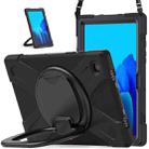 For Samsung Galaxy Tab A7 10.4 (2020) T500 / T505 Silicone + PC Protective Case with Holder & Shoulder Strap(Black+Black) - 1