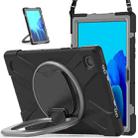 For Samsung Galaxy Tab A7 10.4 (2020) T500 / T505 Silicone + PC Protective Case with Holder & Shoulder Strap(Black+Grey) - 1