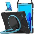 For Samsung Galaxy Tab A7 10.4 (2020) T500 / T505 Silicone + PC Protective Case with Holder & Shoulder Strap(Black+Blue) - 1