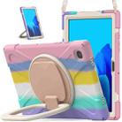 For Samsung Galaxy Tab A7 10.4 (2020) T500 / T505 Silicone + PC Protective Case with Holder & Shoulder Strap(Colorful Pink) - 1