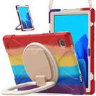 For Samsung Galaxy Tab A7 10.4 (2020) T500 / T505 Silicone + PC Protective Case with Holder & Shoulder Strap(Colorful Red) - 1