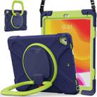 For iPad 9.7 inch (2018/2017) Silicone + PC Protective Case with Holder & Shoulder Strap(Navy Blue + Yellow Green) - 1