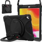 For iPad 9.7 inch (2018/2017) Silicone + PC Protective Case with Holder & Shoulder Strap(Black+Black) - 1