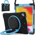 For iPad 9.7 inch (2018/2017) Silicone + PC Protective Case with Holder & Shoulder Strap(Black+Blue) - 1