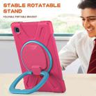 For iPad 9.7 inch (2018/2017) Silicone + PC Protective Case with Holder & Shoulder Strap(Rose red+Blue) - 6