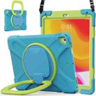 For iPad 9.7 inch (2018/2017) Silicone + PC Protective Case with Holder & Shoulder Strap(Light blue+Yellow Green) - 1