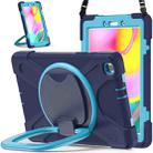 For Samsung Galaxy Tab A 8.0 (2019) T290 / T295 Silicone + PC Protective Case with Holder & Shoulder Strap(Navy Blue + Blue) - 1