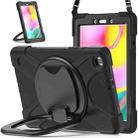 For Samsung Galaxy Tab A 8.0 (2019) T290 / T295 Silicone + PC Protective Case with Holder & Shoulder Strap(Black+Black) - 1
