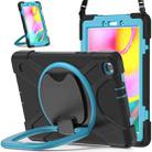 For Samsung Galaxy Tab A 8.0 (2019) T290 / T295 Silicone + PC Protective Case with Holder & Shoulder Strap(Black+Blue) - 1