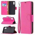 For Samsung Galaxy A02 Litchi Texture Pure Color Horizontal Flip Leather Case with Holder & Card Slots & Wallet & Lanyard(Rose Red) - 1