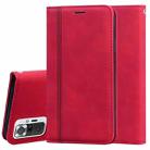 For Xiaomi Redmi Note 10 Pro Frosted Business Magnetic Horizontal Flip PU Leather Case with Holder & Card Slot & Lanyard(Red) - 1