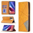 For Xiaomi Mi 11i / Poco F3 / Redmi K40 Rhombus Texture Horizontal Flip Magnetic Leather Case with Holder & Card Slots(Yellow) - 1