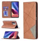 For Xiaomi Mi 11i / Poco F3 / Redmi K40 Rhombus Texture Horizontal Flip Magnetic Leather Case with Holder & Card Slots(Brown) - 1