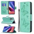 For Xiaomi Mi 11i / Poco F3 / Redmi K40 Two Butterflies Embossing Pattern Horizontal Flip Leather Case with Holder & Card Slot & Wallet & Lanyard(Green) - 1