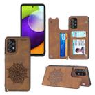 For Samsung Galaxy A32 4G Mandala Embossed PU + TPU Case with Holder & Card Slots & Photo Frame & Strap(Brown) - 1