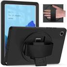 For Samsung Galaxy Tab A7 10.4(2020) T500 / T505 360 Degree Rotation PC + TPU Protective Case with Holder & Hand-strap & Pen Slot(Black) - 1