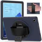 For Samsung Galaxy Tab A7 10.4(2020) T500 / T505 360 Degree Rotation PC + TPU Protective Case with Holder & Hand-strap & Pen Slot(Dark Blue) - 1