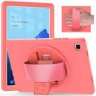 For Samsung Galaxy Tab A7 10.4(2020) T500 / T505 360 Degree Rotation PC + TPU Protective Case with Holder & Hand-strap & Pen Slot(Pink) - 1