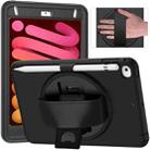 360 Degree Rotation PC + TPU Protective Case with Holder & Hand-strap & Pen Slot For iPad mini 5 / 4 (Black) - 1