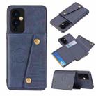 For OnePlus 9 Double Buckle PU + TPU Shockproof Magnetic Protective Case with Card Slot & Holder(Blue) - 1