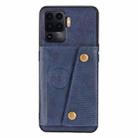 For OPPO A94 Double Buckle PU + TPU Shockproof Magnetic Protective Case with Card Slot & Holder(Blue) - 2