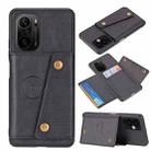 For Xiaomi Redmi K40 Double Buckle PU + TPU Shockproof Magnetic Protective Case with Card Slot & Holder(Black) - 1