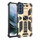 For Samsung Galaxy S21 FE Shockproof TPU + PC Magnetic Protective Case with Holder(Gold) - 1