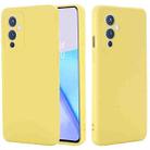 For OnePlus 9 Solid Color Liquid Silicone Dropproof Full Coverage Protective Case(Yellow) - 1