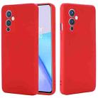 For OnePlus 9 Solid Color Liquid Silicone Dropproof Full Coverage Protective Case(Red) - 1
